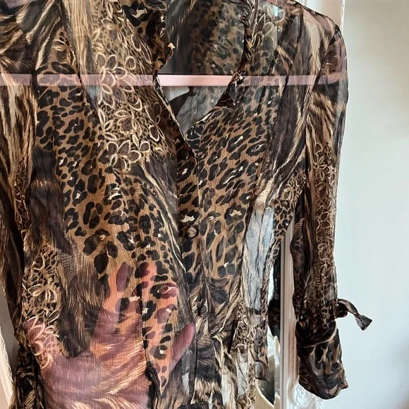 Animal Print Sheer Blouse - Picture 3 of 5